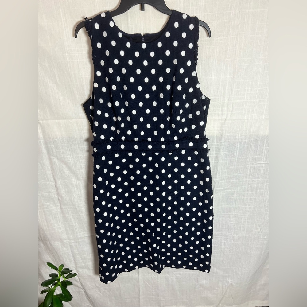 BOGO! J. Crew Navy and White Polka Dot Sheath Dress